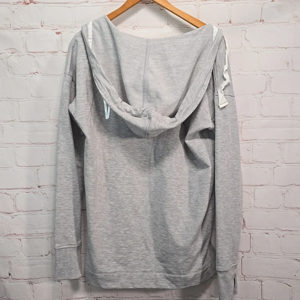 Victorias Secret Victoria Sport Deep VNeck Gray Sweatshirt Hoodie Women Size S/M - Picture 9 of 12